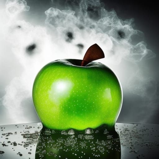 Poison Apple Over Bubbling Cauldron at Night