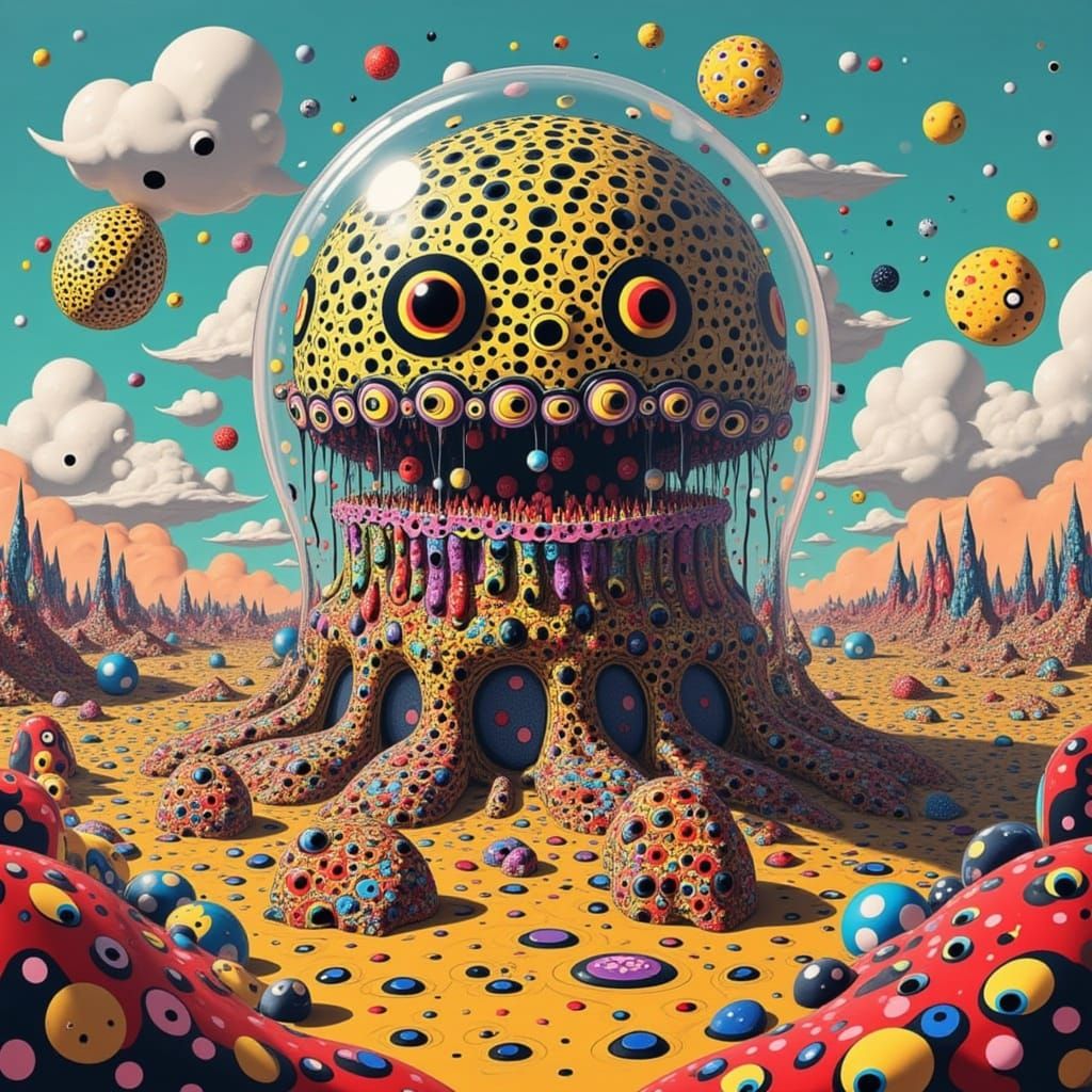 Surreal Fishbowl City Metropolis in Futuristic Style