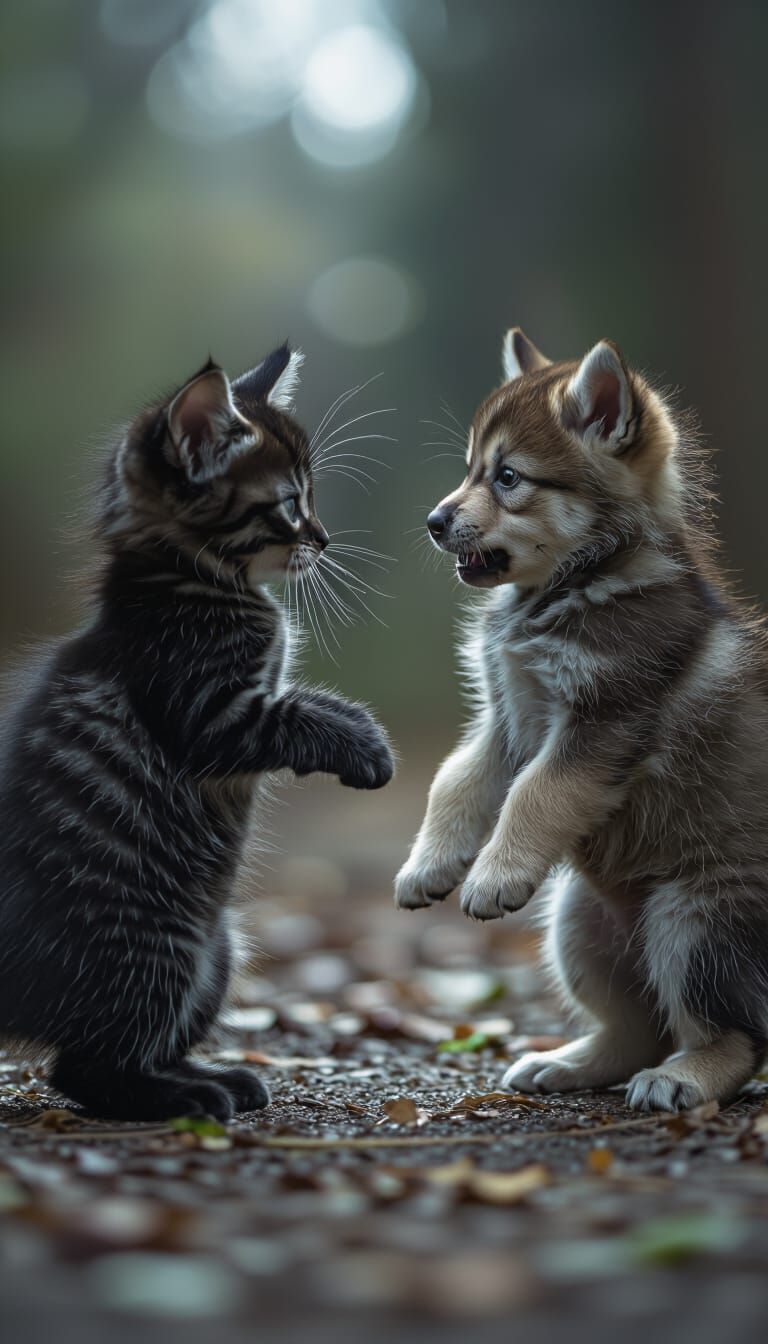 Vampire Kitten Battles Werewolf Puppy Kung-Fu Style