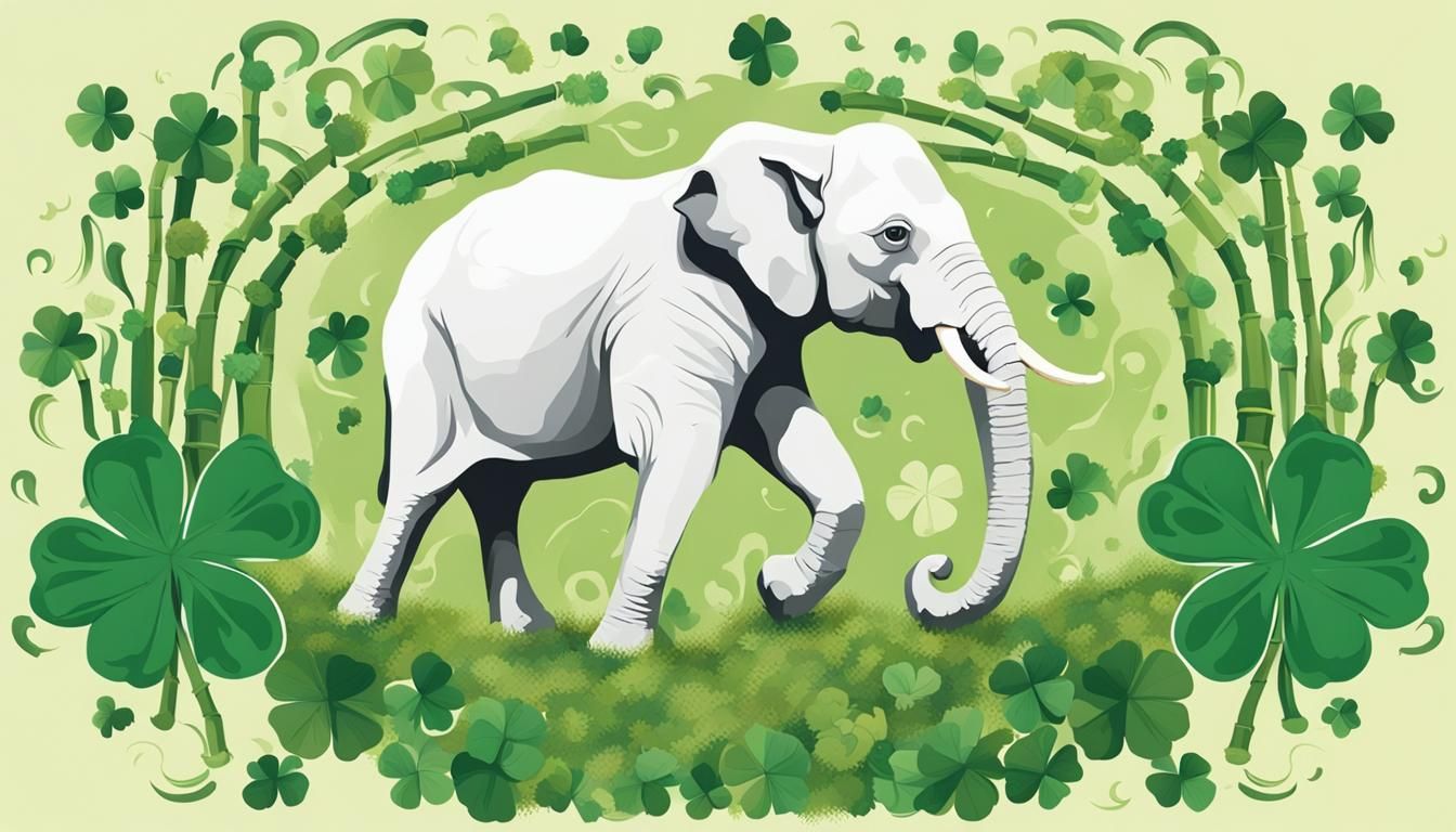 Lucky White Elephant in Bamboo Grove