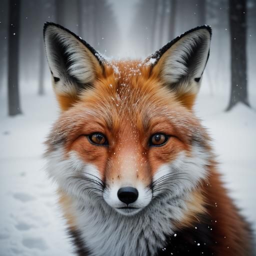 Fox Portrait in Snow, Natural Light Photography