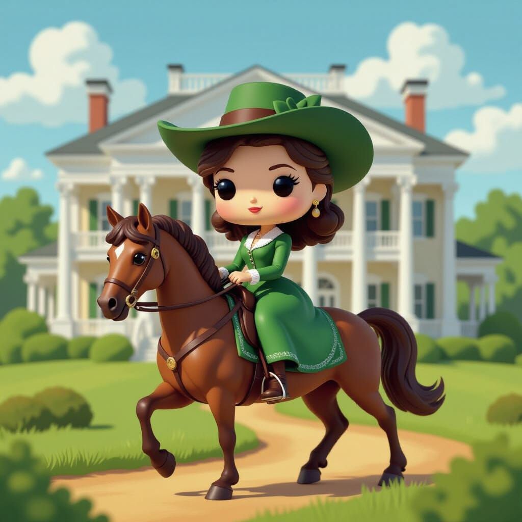 Funko Pop Figure Disney Scarlett O'Hara Riding Her Horse in Front of Tara Mansion