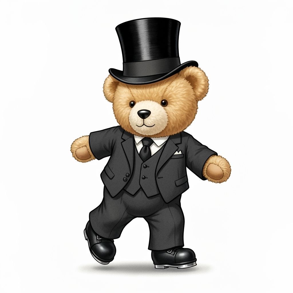 Teddy Bear Tap Dancing in Fred Astaire Style