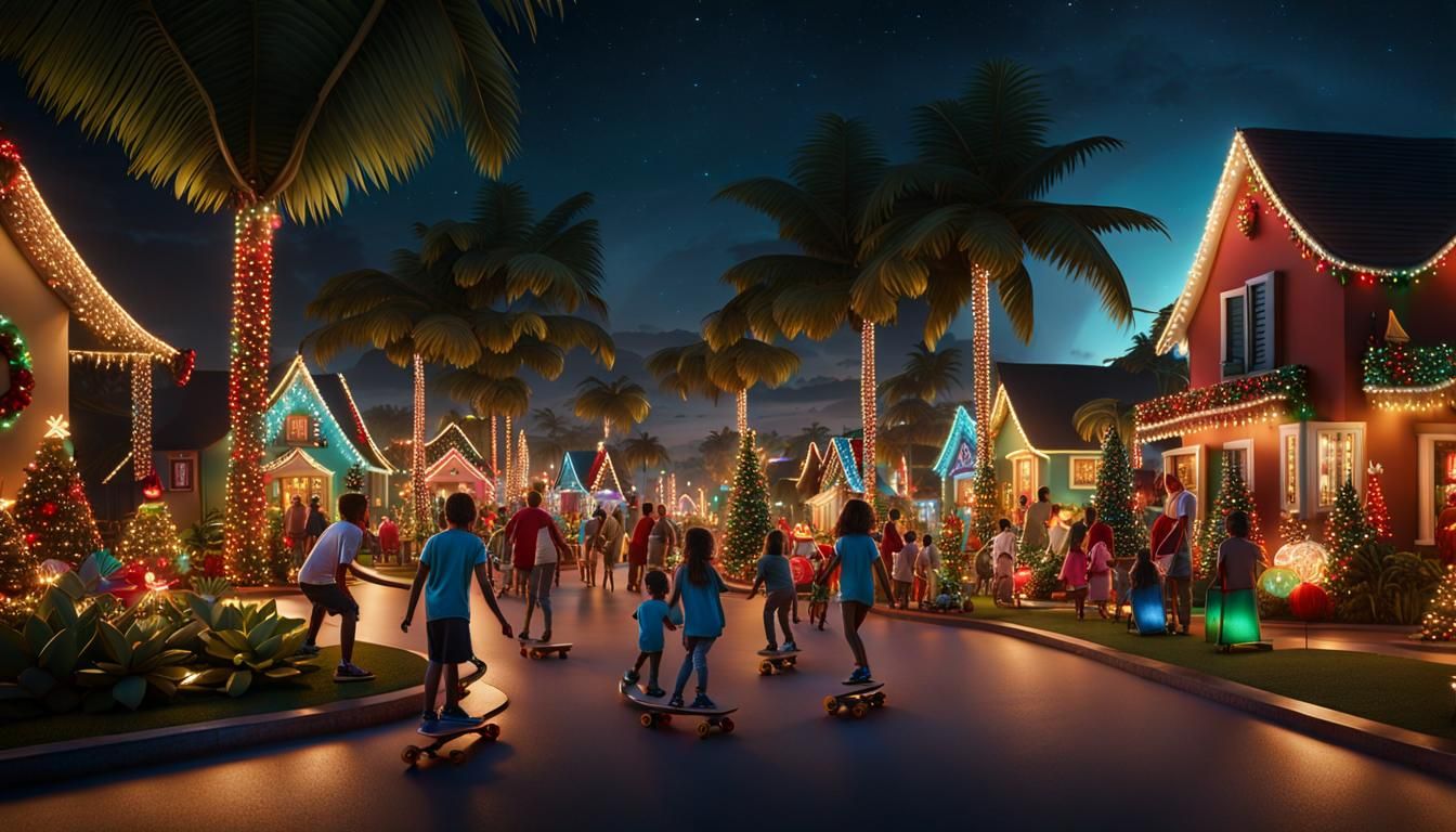 Festive Latin American Christmas Skating Scene