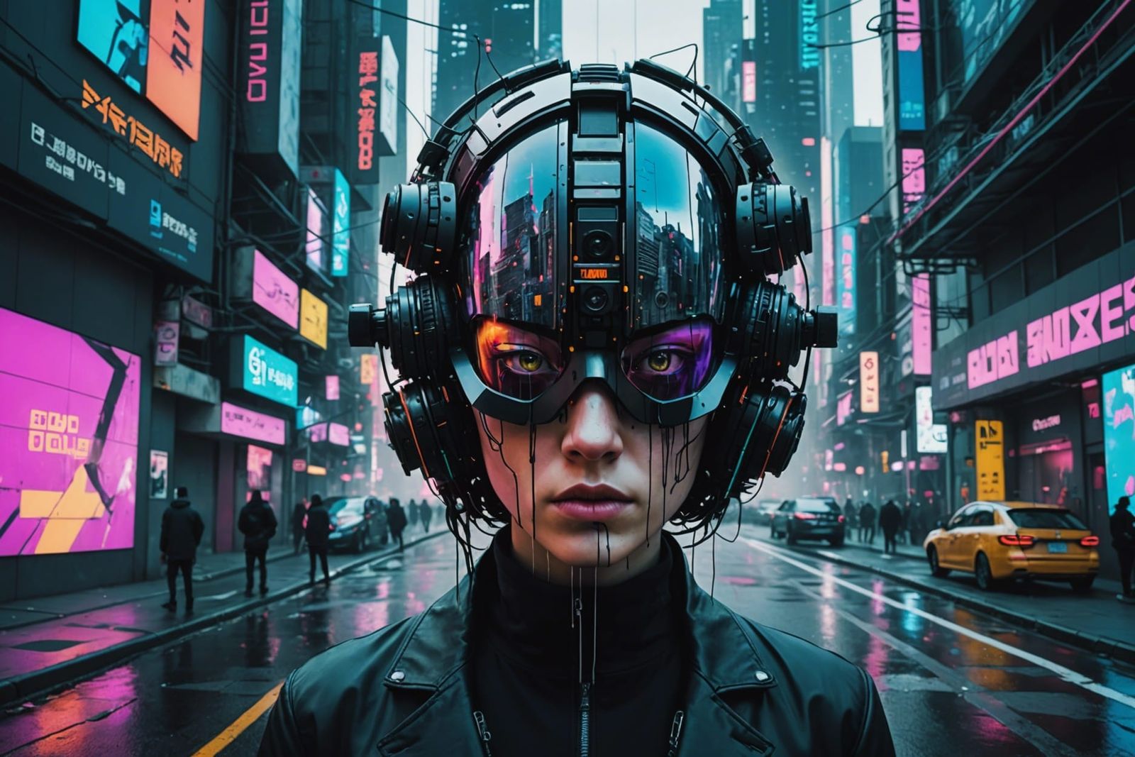 Cyberpunk Glitch Art: Distorted Unbalanced Reality