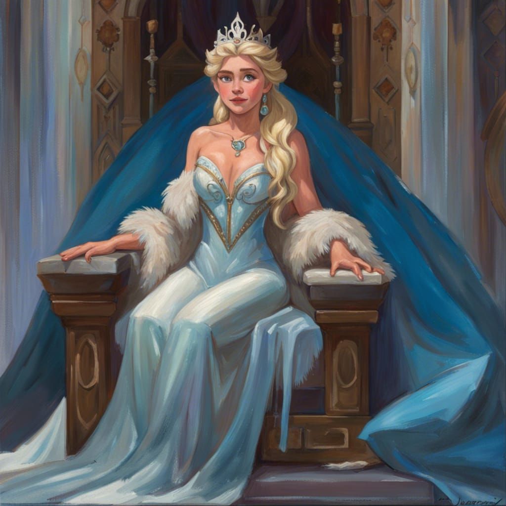 Goddess Elsa on a Stone Throne