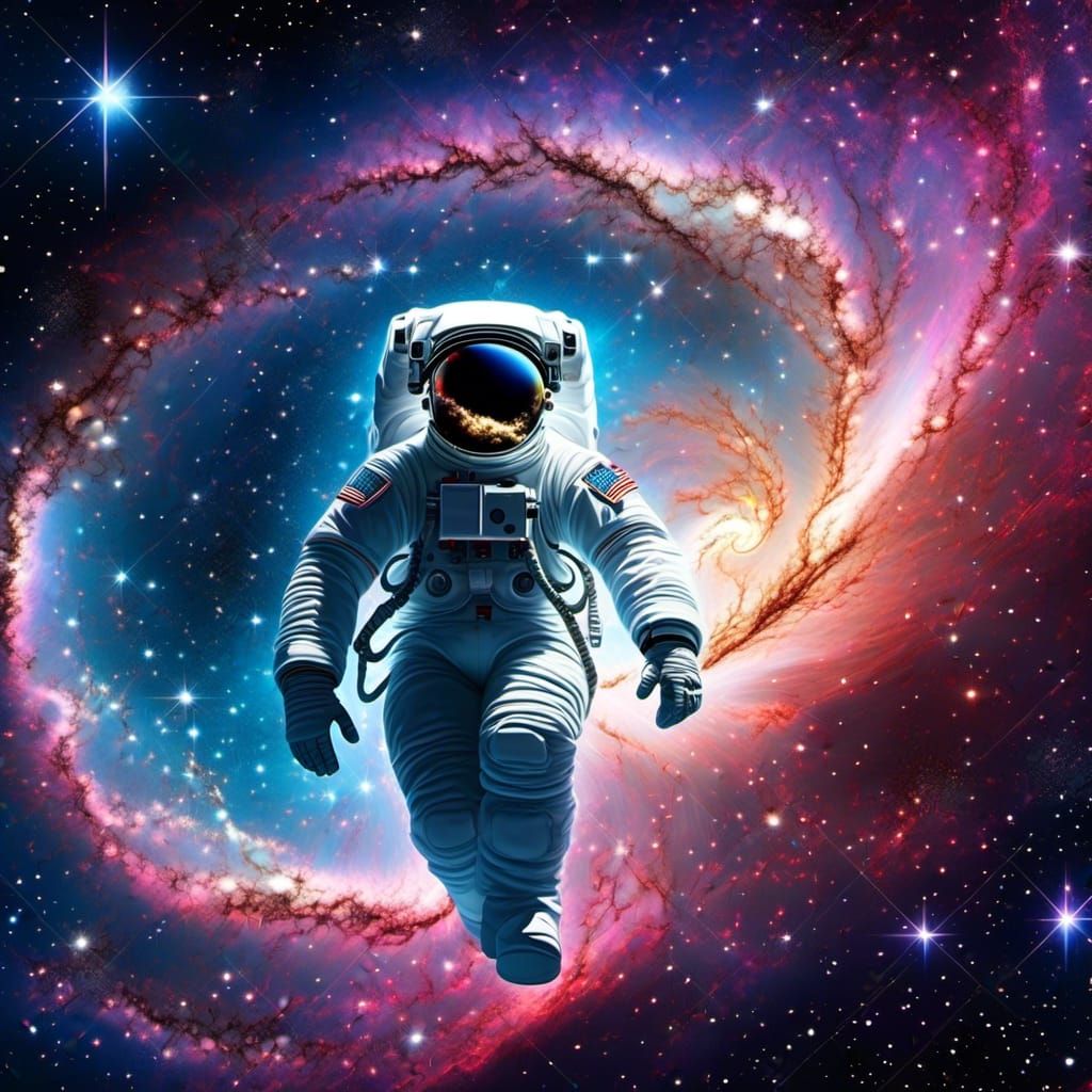 Astronaut Floating in Vast Expanse of Space