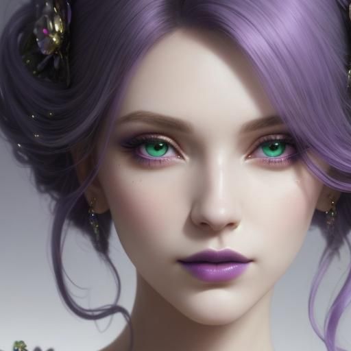 Lavender beauty young lady with lavender purple hair and gre...