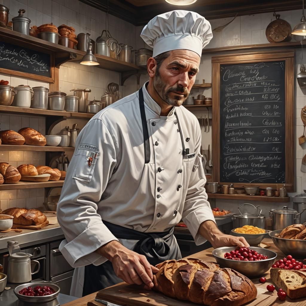 Surreal Restaurant Kitchen Scene with Chefs in Hyperdetailed...