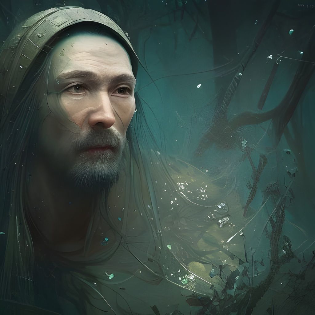 Medieval Swamp Sorcerer Portrait in Hyperdetailed Style