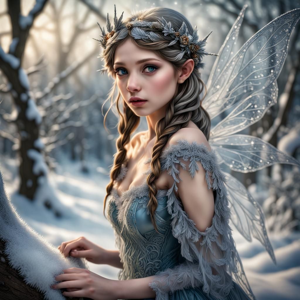 Hyperrealistic Winter Fairy in Cinematic Lighting