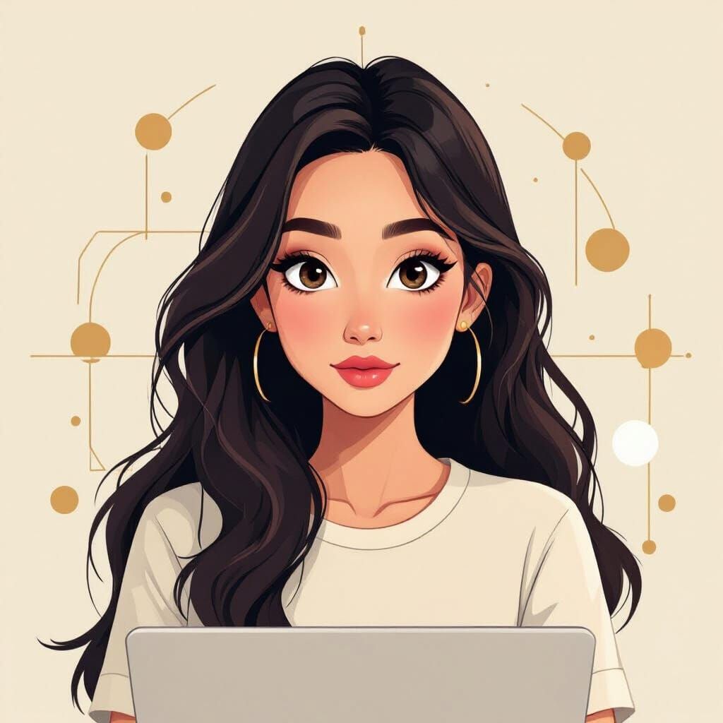 Minimalist Portrait of Woman Working on Laptop