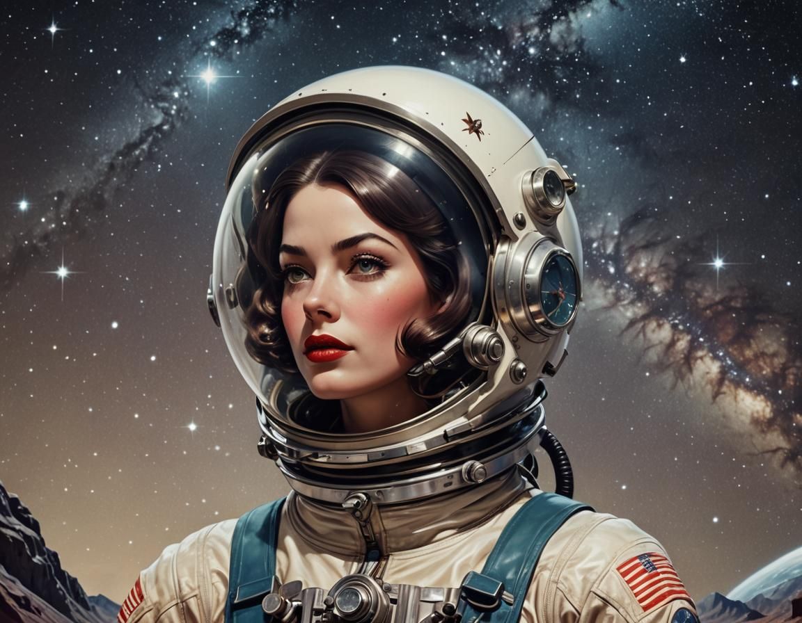 Retro Sci-Fi Space Girl in 1950s Style
