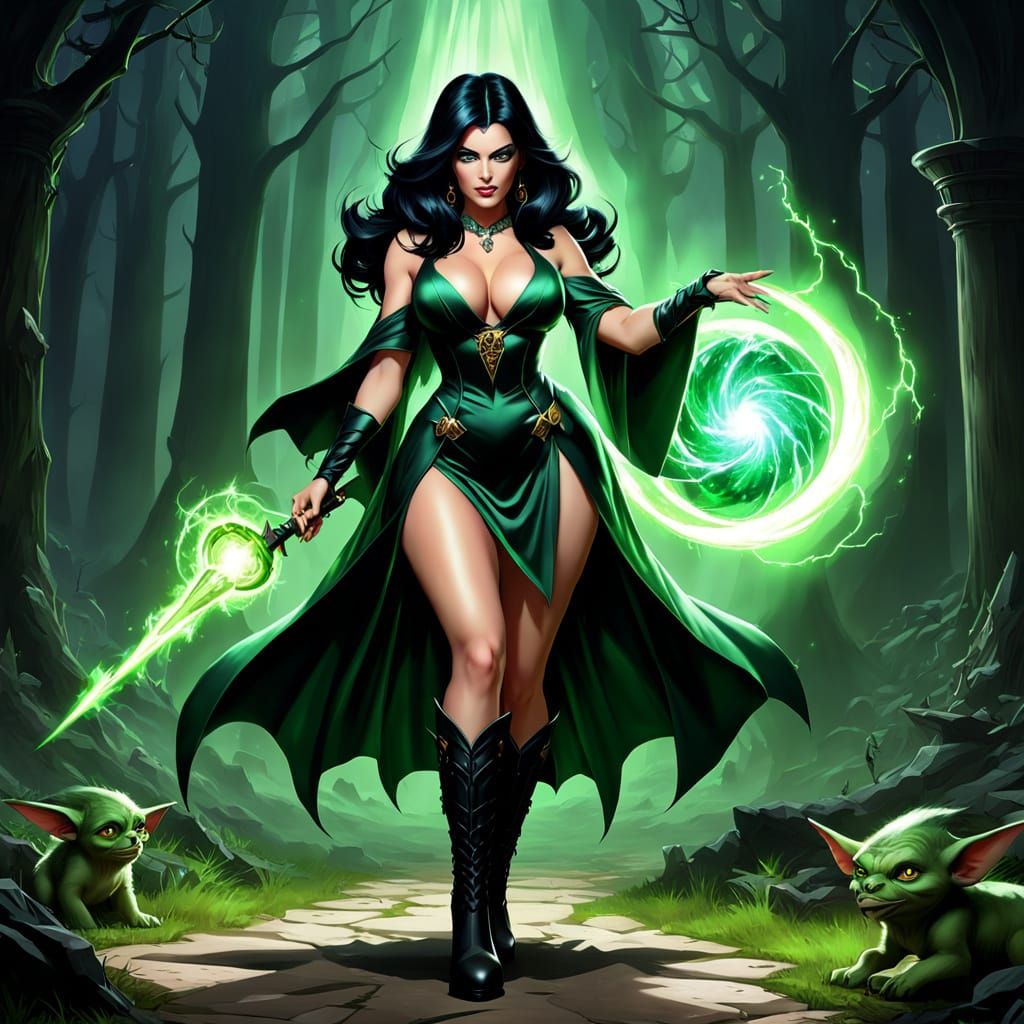 Sorceress Anna in 2D Fantasy Comic Style