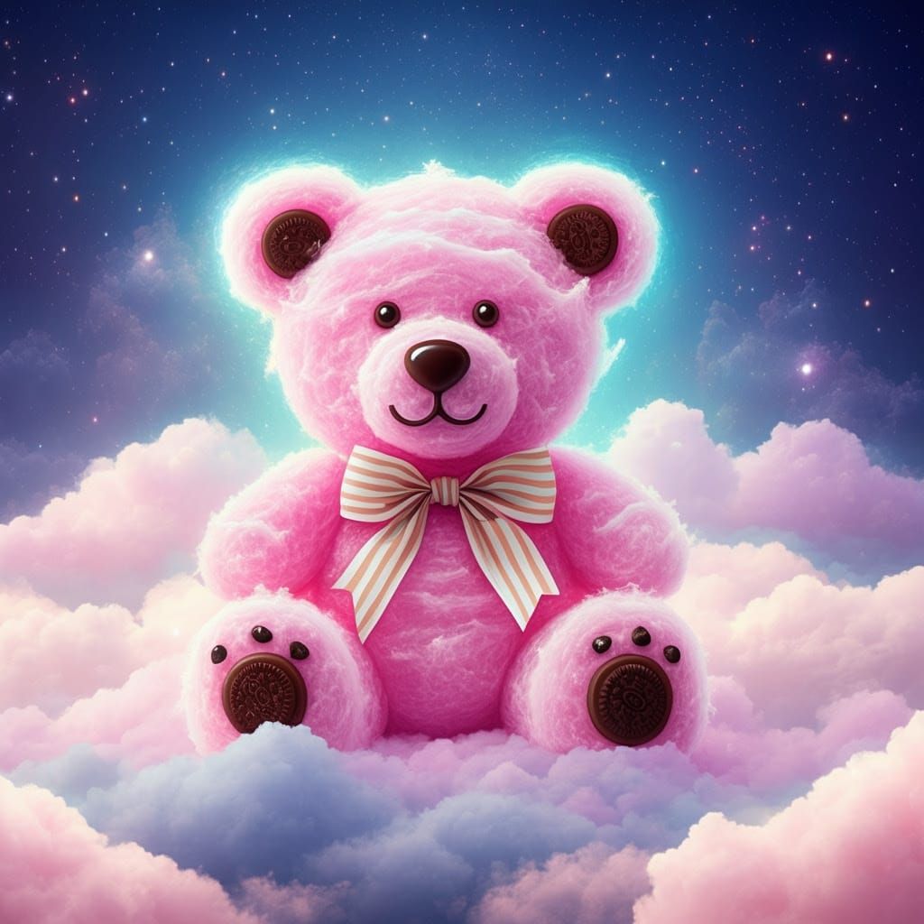 Sugar Bear in Whimsical Cotton Candy Wonderland