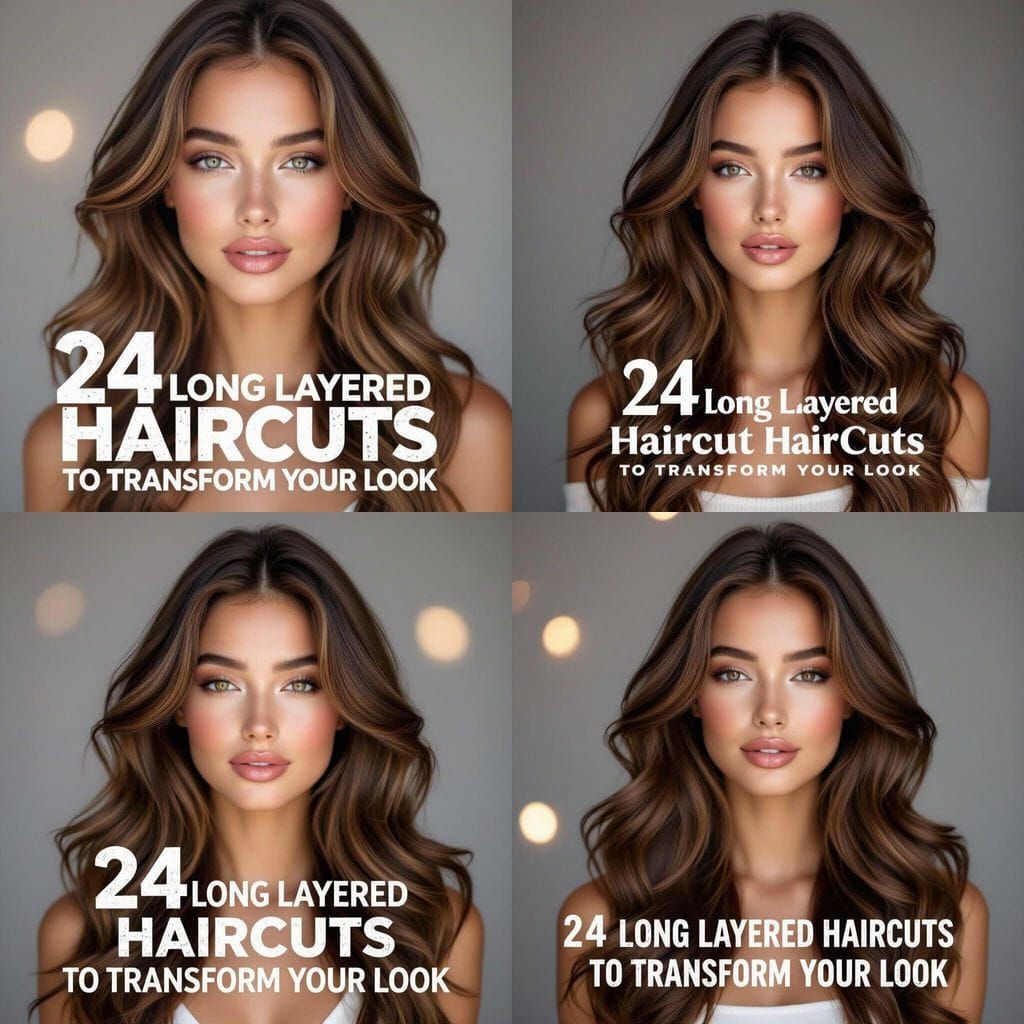 Stylish Portrait of a Woman with Voluminous Layered Brown Ha...