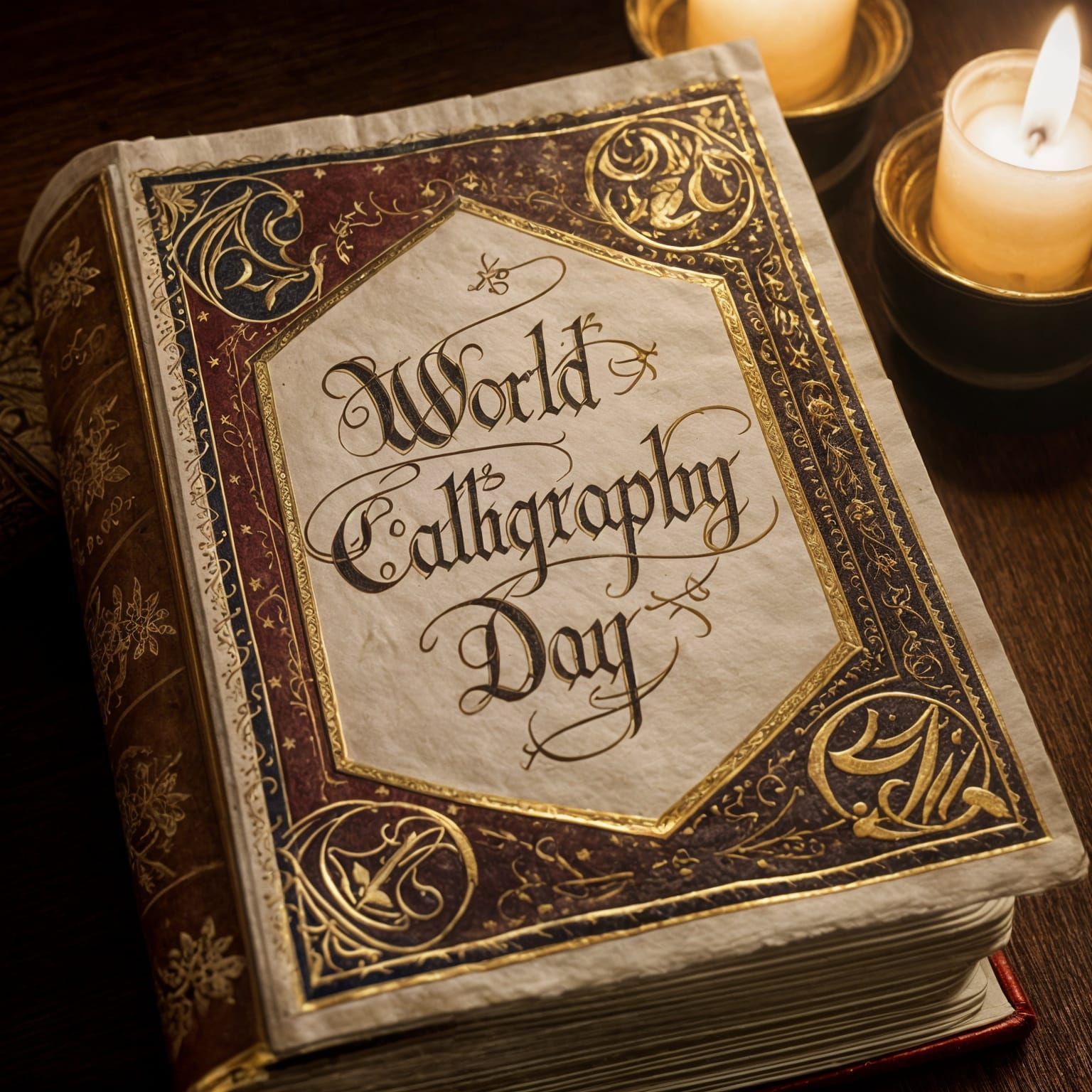 Illuminated Calligraphy Book in Medieval Style
