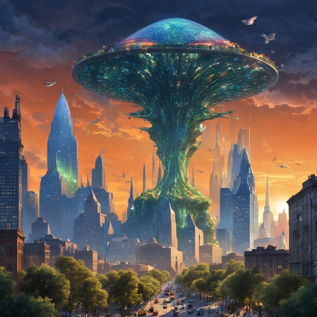 Utopian New York City, Year 100,000: A Shimmering, Eco-Frien...