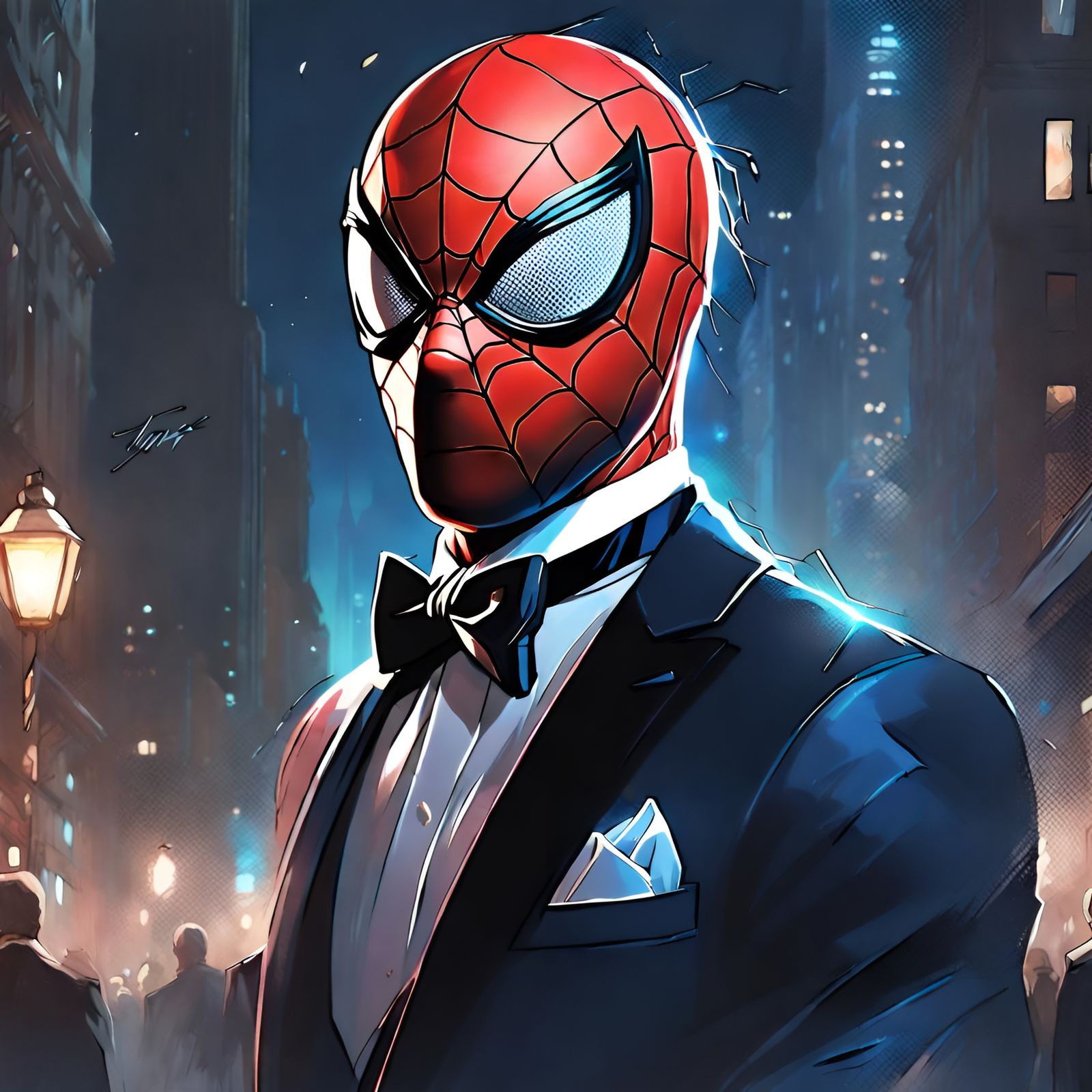 Spider-Man in Tuxedo: Detailed Moonlit Portrait