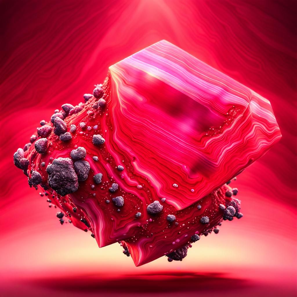 Floating Rhodochrosite Jewel in Vibrant Fantasy Style