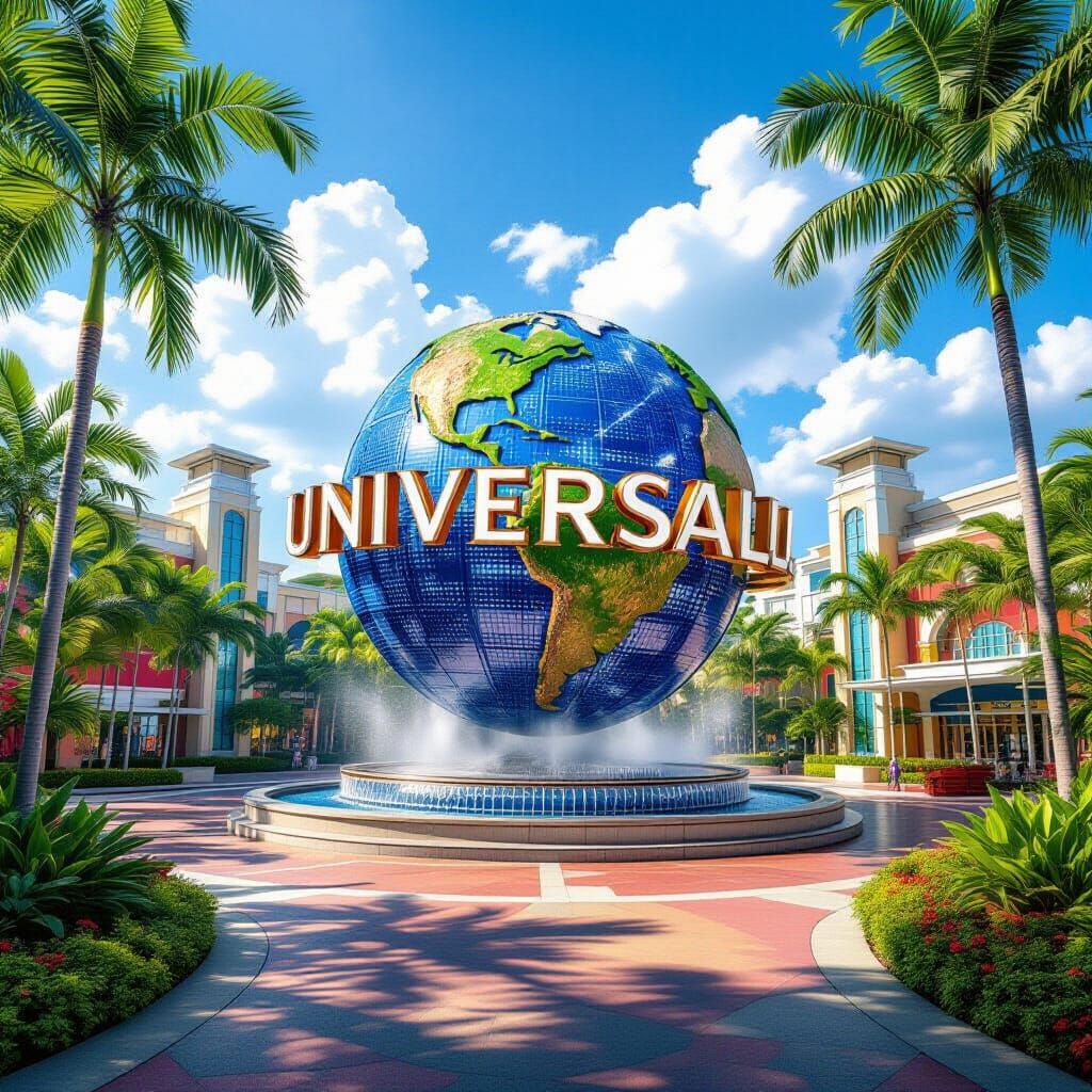 Universal Studios Singapore Entrance: Futuristic Tropical Am...