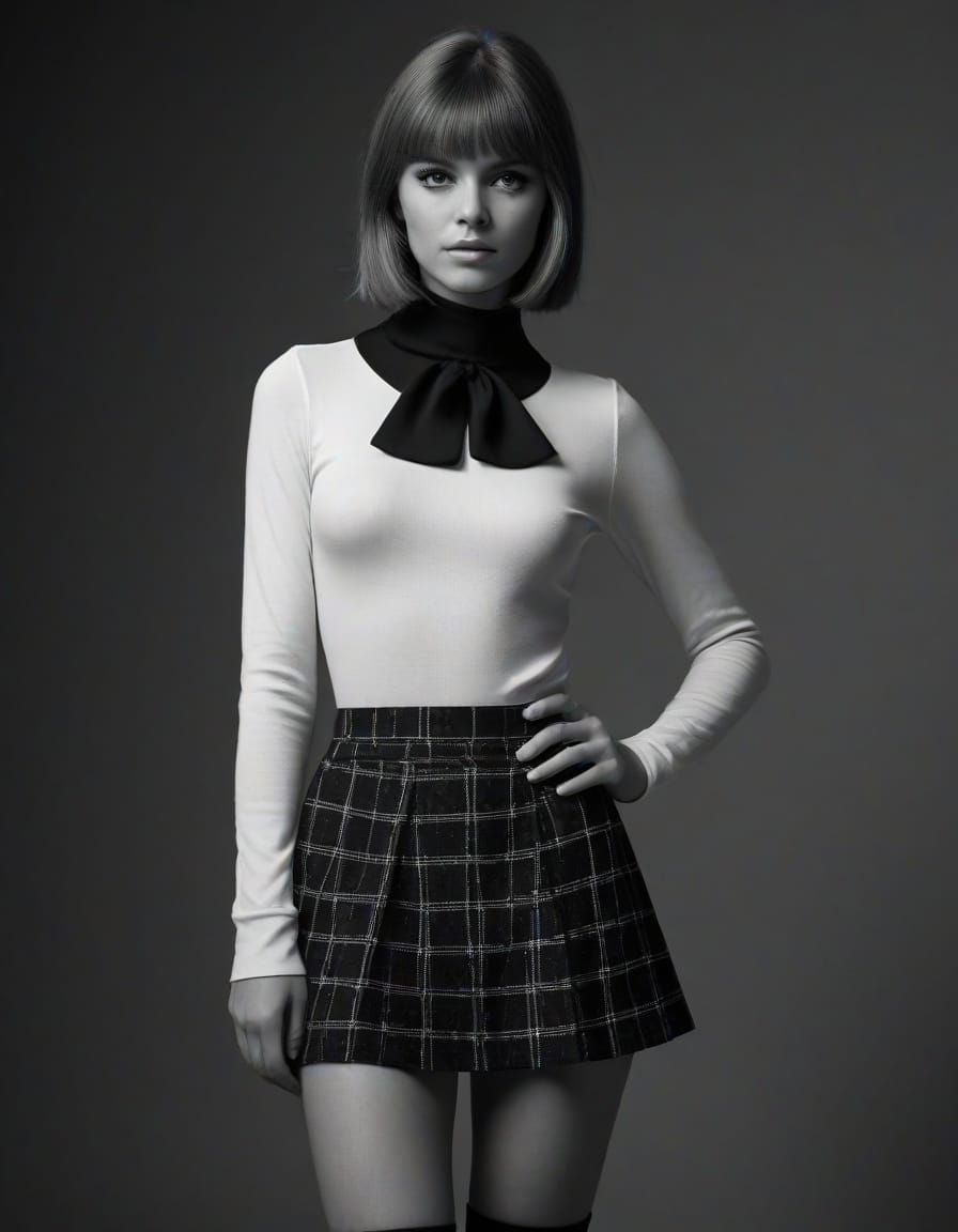 Woman from the sixties in a Mary Quant mini skirt