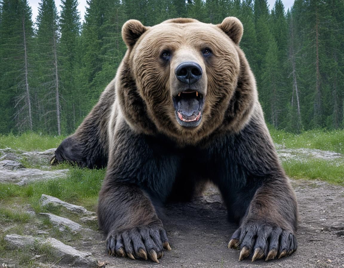 Bear-Dog Hybrid Roaring Upright