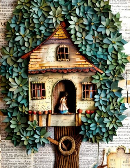 Elaborate 3D Treehouse Collage Masterpiece