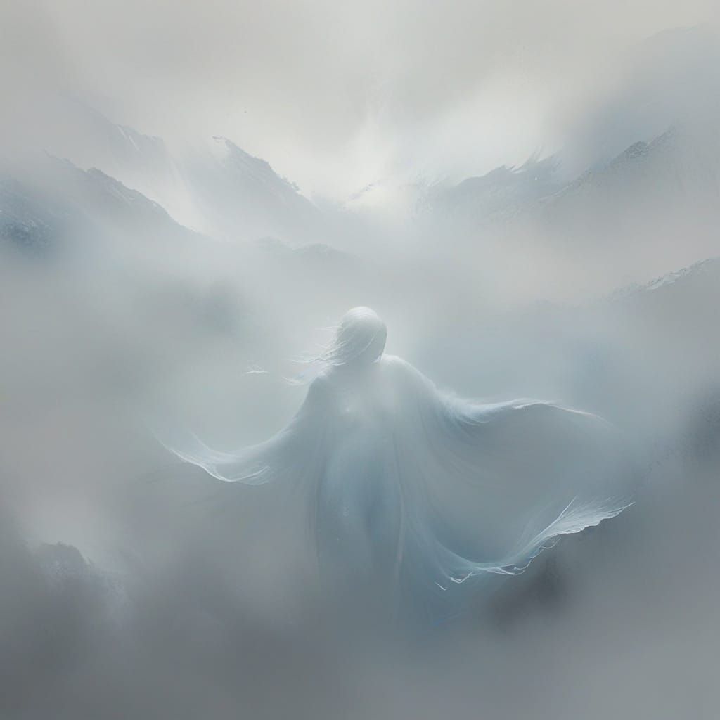 Ethereal Ghostly Figure in Abstract Expressionism