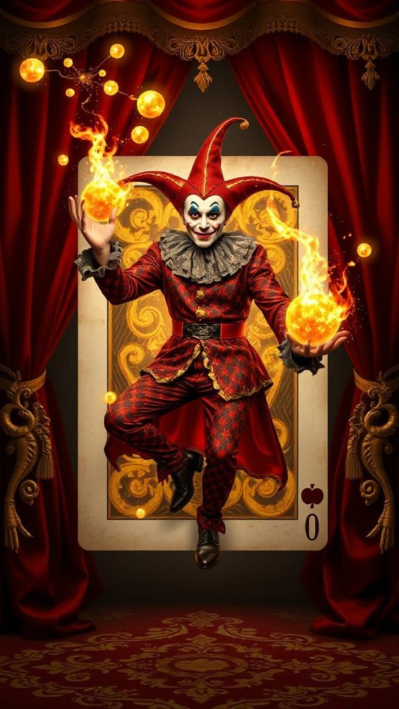 Joker Card Opens Revealing Golden Energy Jester