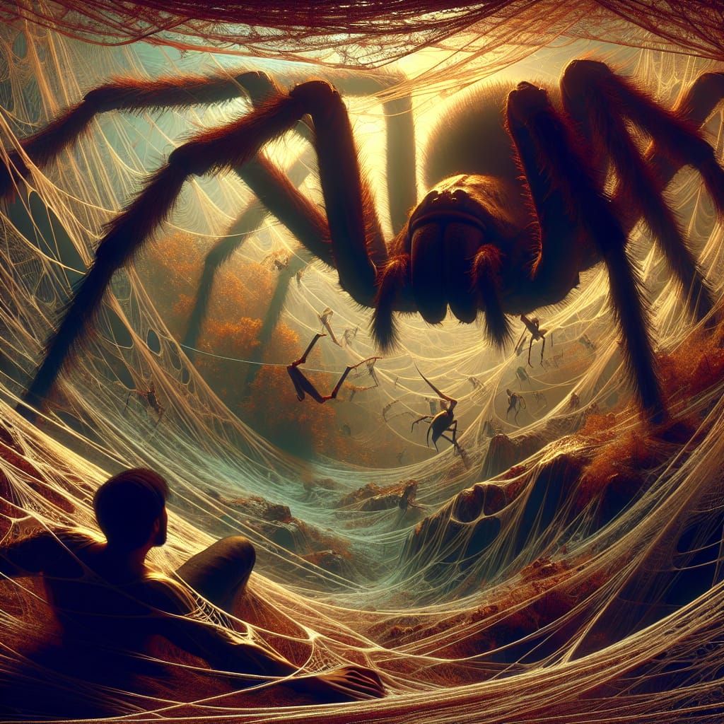 Colossal Spider on Web, Epic Horror Art