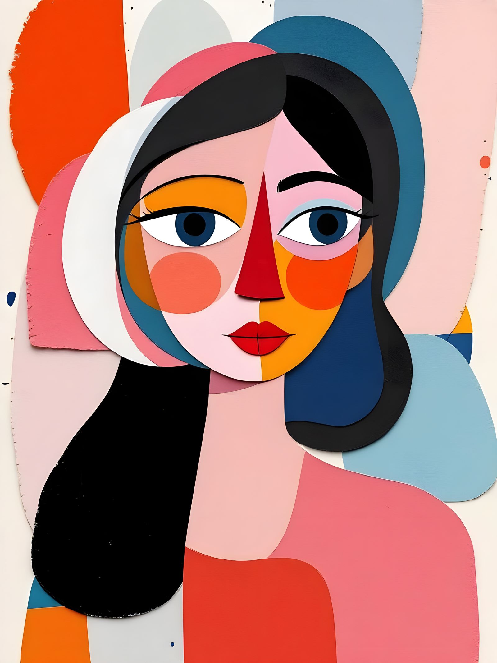 Vibrant Cut Paper Collage Portrait of a Woman