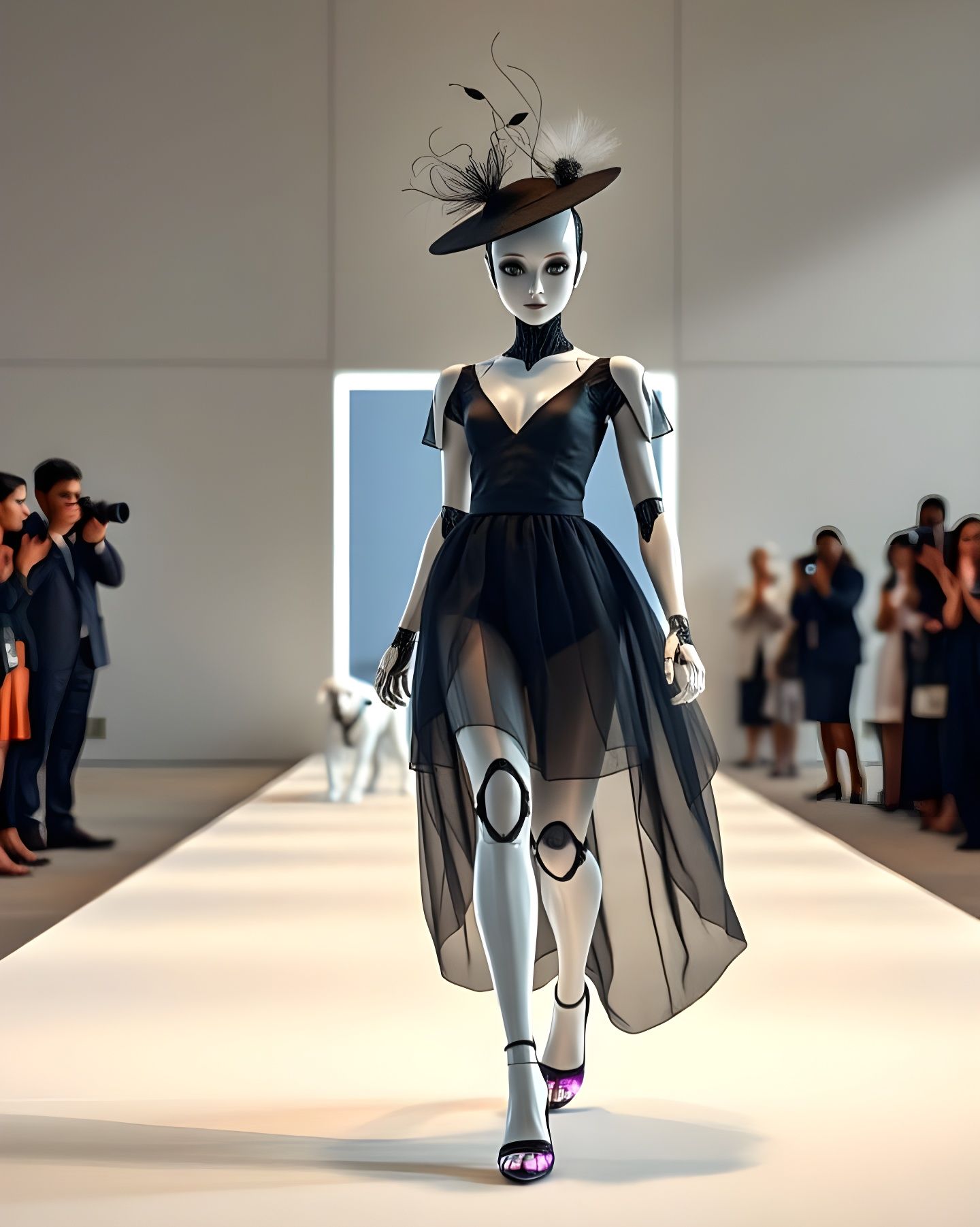 Sleek Robot Exudes Sophistication on High-Fashion Catwalk