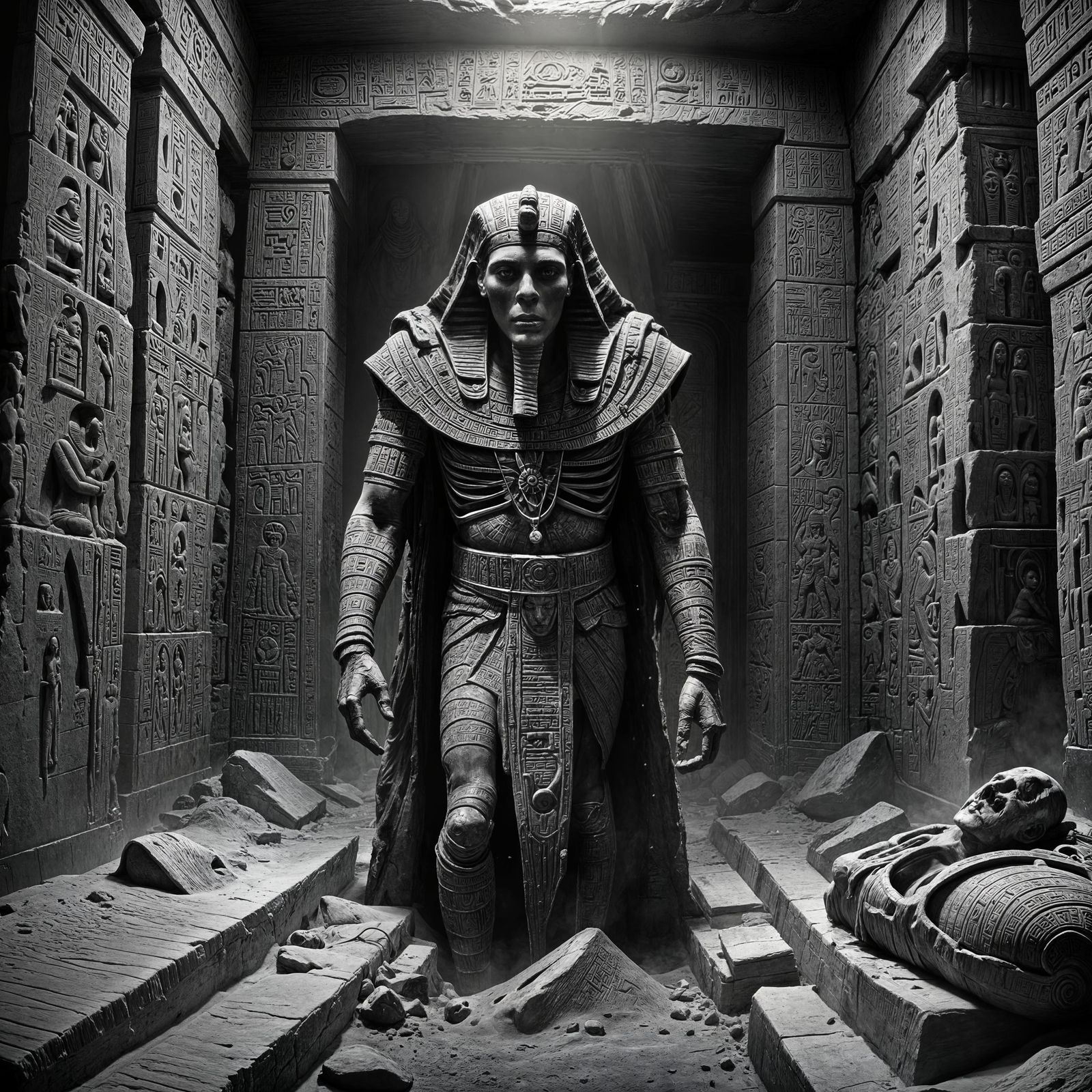 Menacing Mummy Emerges in Ancient Egypt: Matte Painting