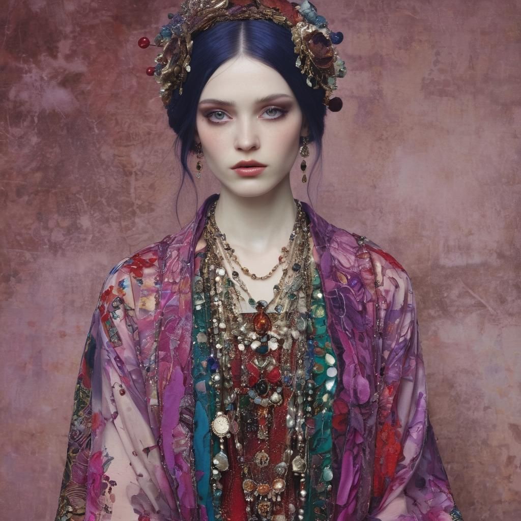 Seer in Jewel Tones, Art Nouveau Style