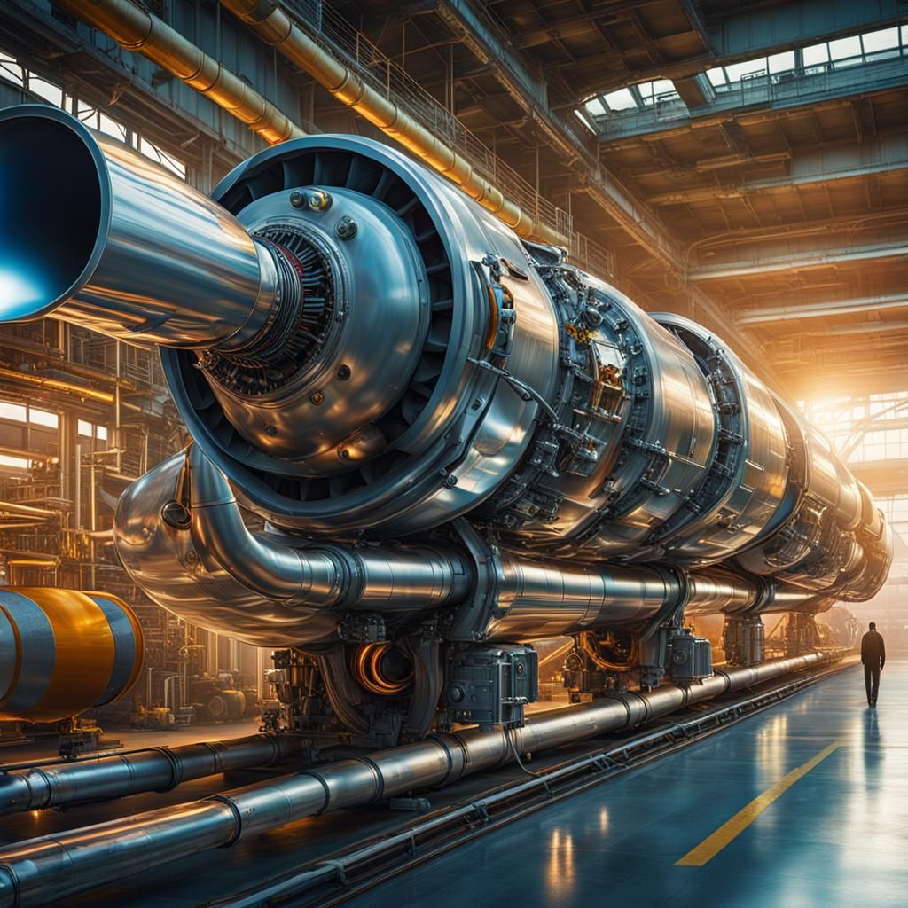 Futuristic Spacecraft Engine in Golden Hour Lighting