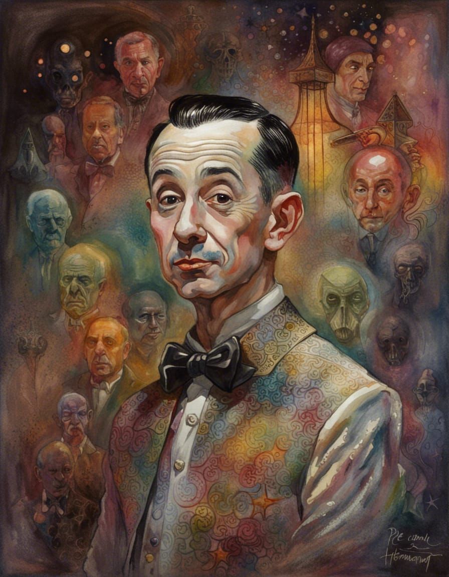 Cosmic Pee Wee Herman Watercolor Art