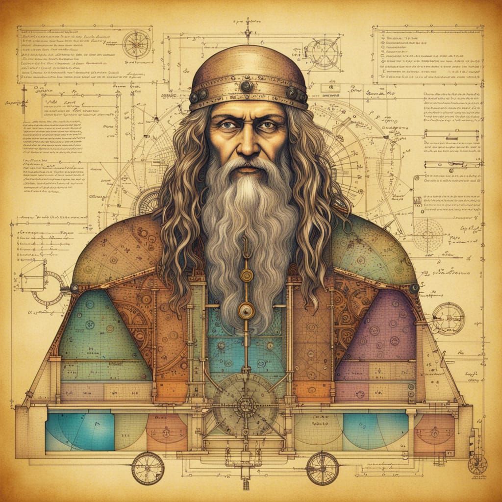 Wizardpunk Schematic Diagram in Da Vinci Style