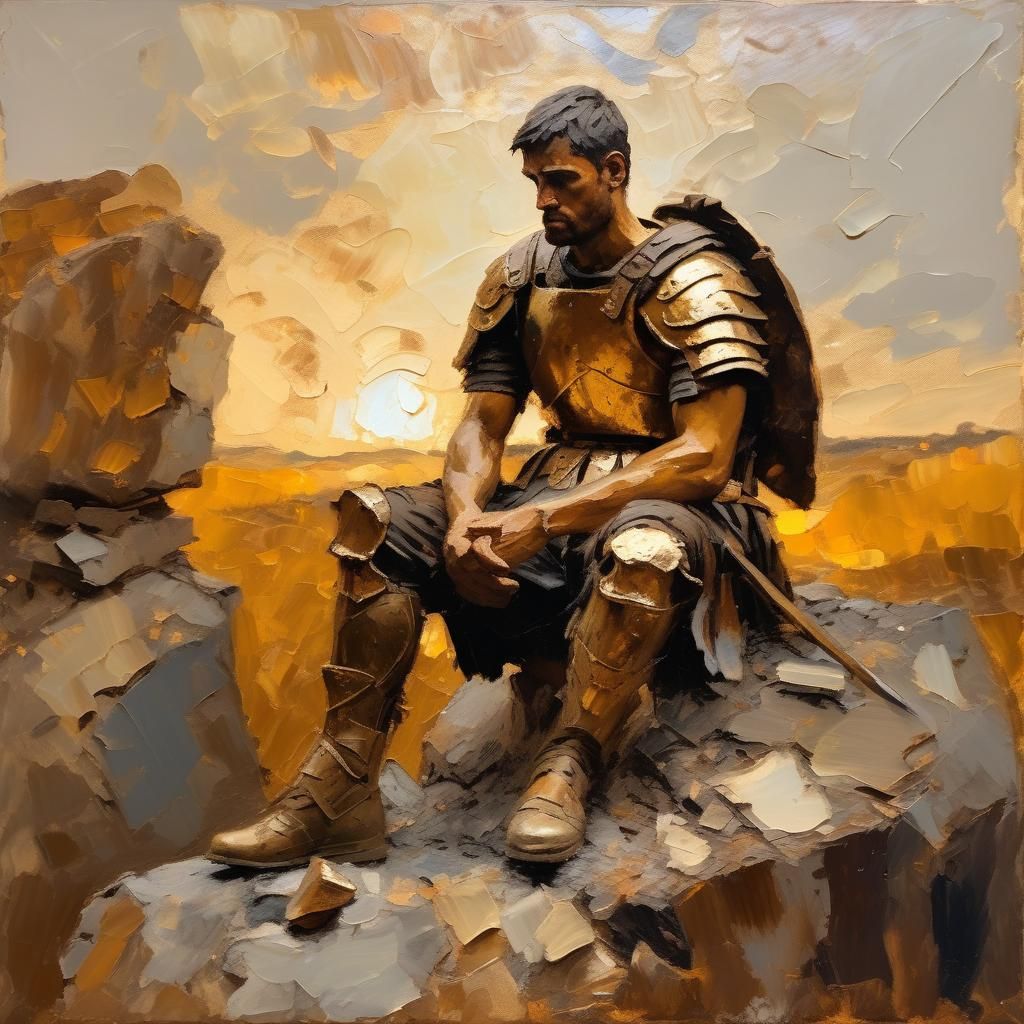 Roman Soldier in Impressionistic Oil Painting