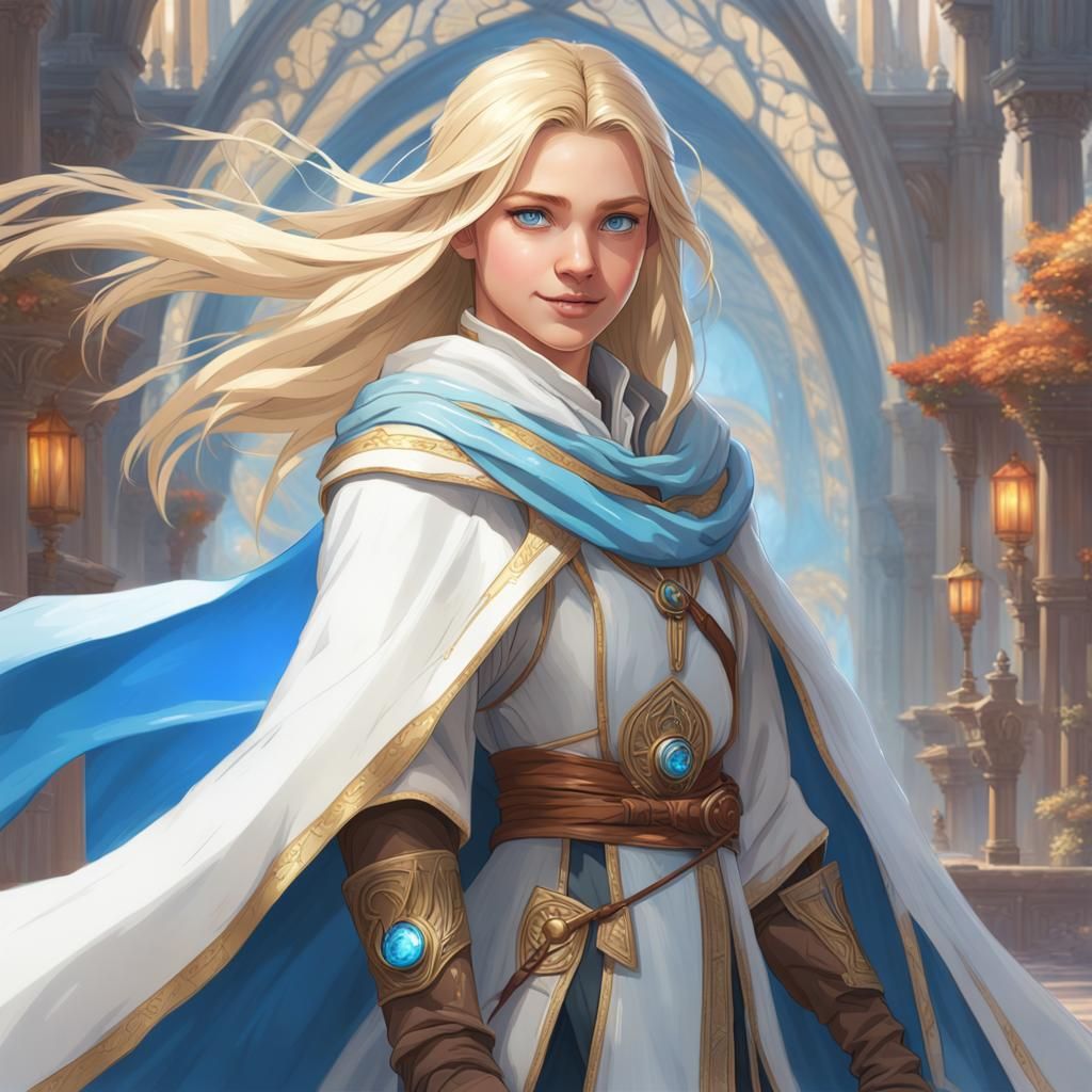 Air Bender Girl Portrait in Art Nouveau Style