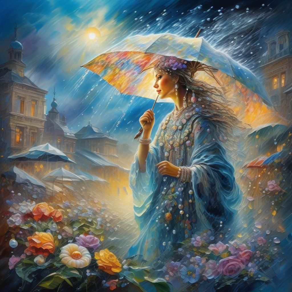 Summer Rain Symphony: Floral Pearl Cascade