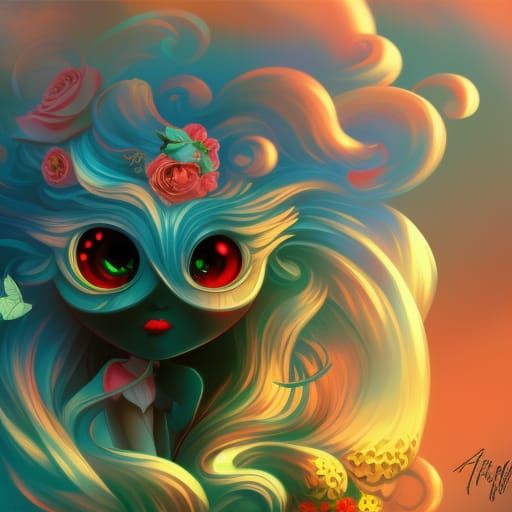 Chibified Roses in Fantasy Pop Art Style