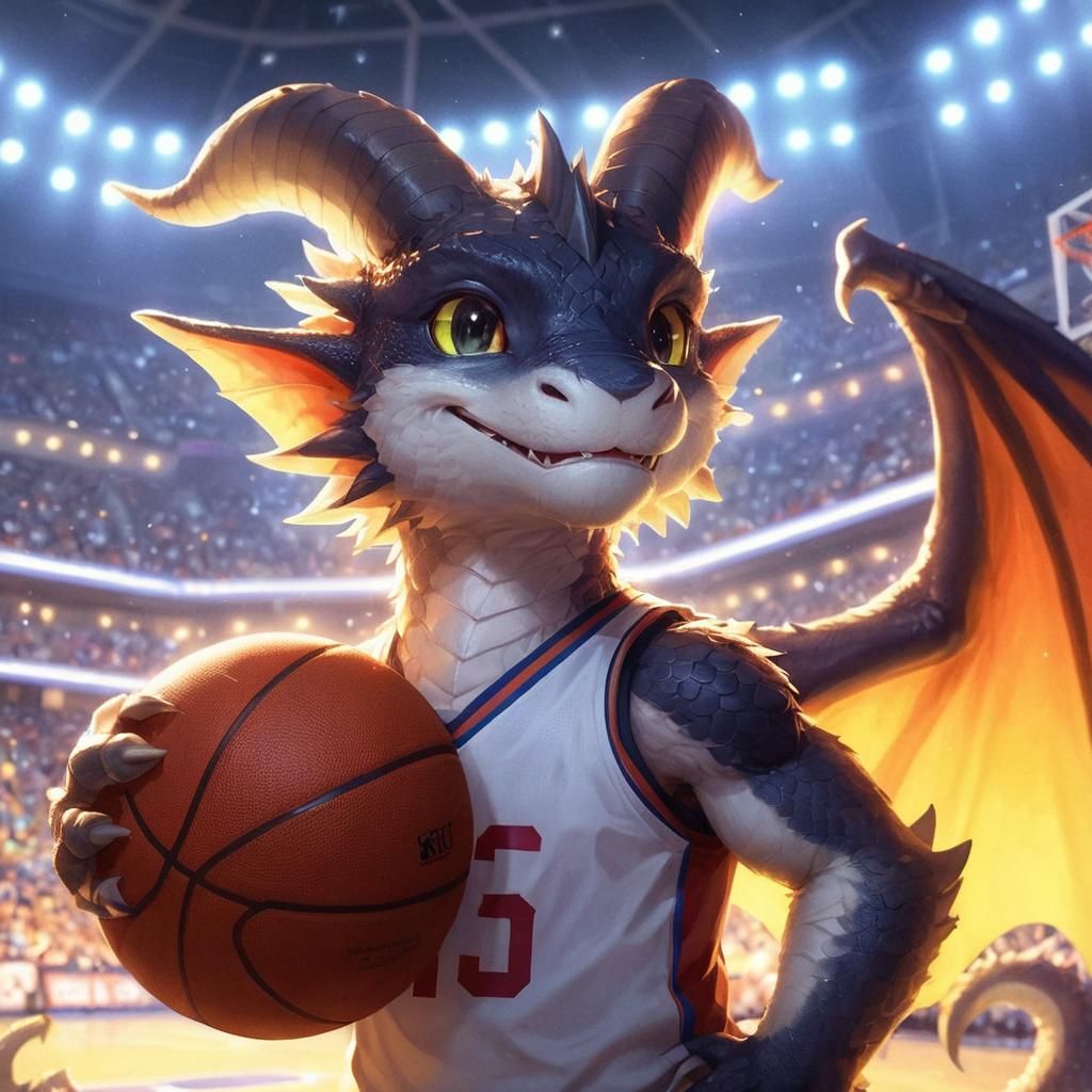 Dragon Baller in Crowded Stadium: Anime-Inspired 3D Art