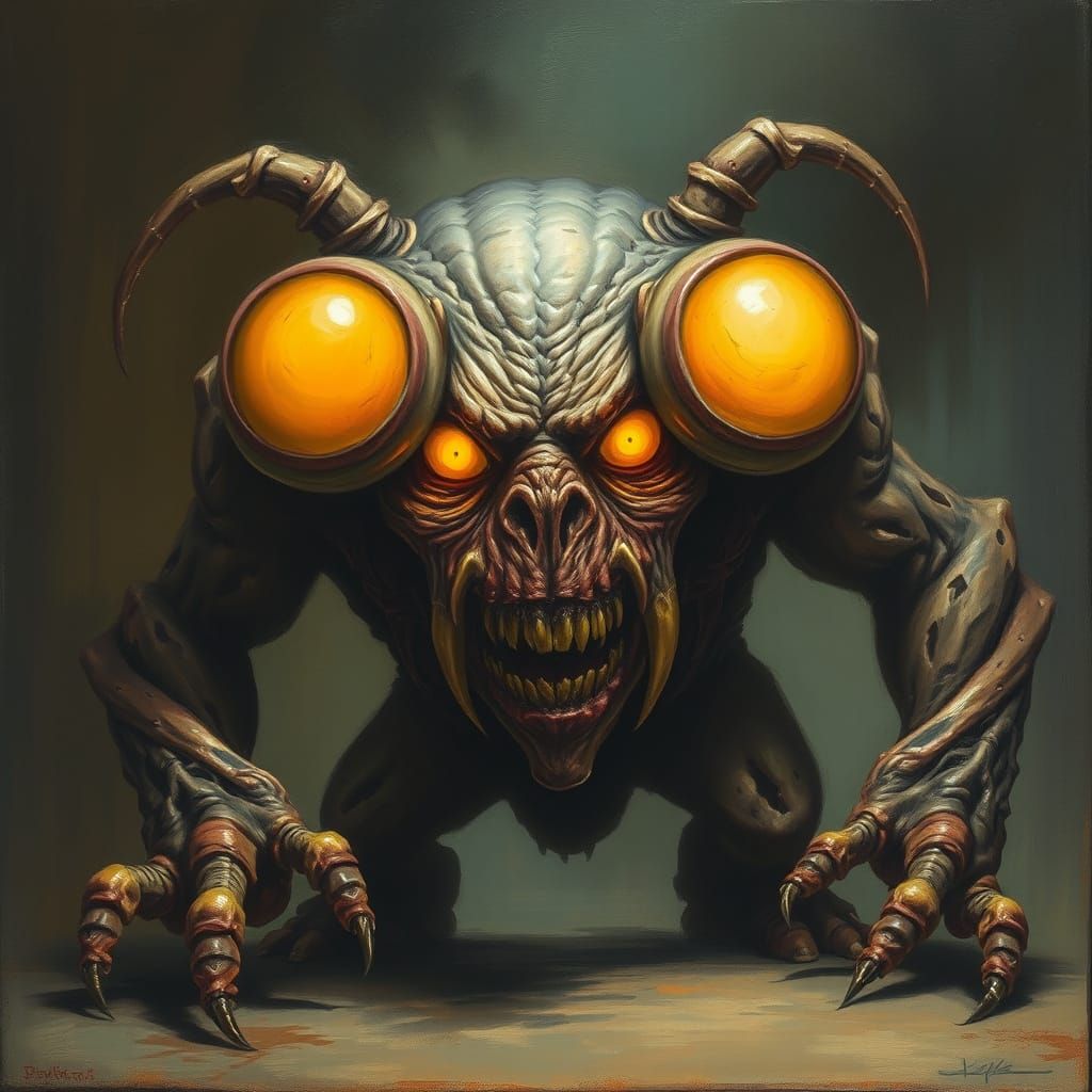 Grotesque Creature of Dark Desire in Earthy, Atmospheric Sty...