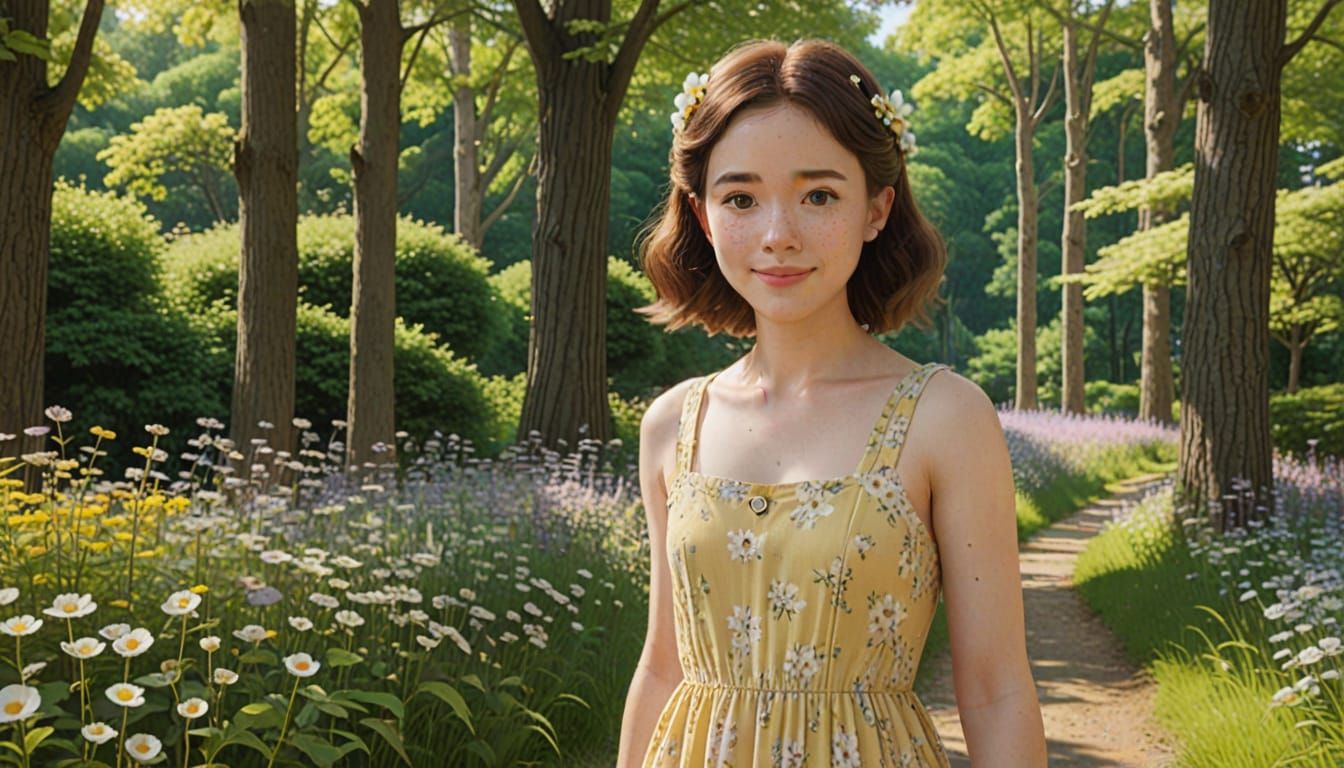 Sunny Meadow Mom in Whimsical Studio Ghibli Style