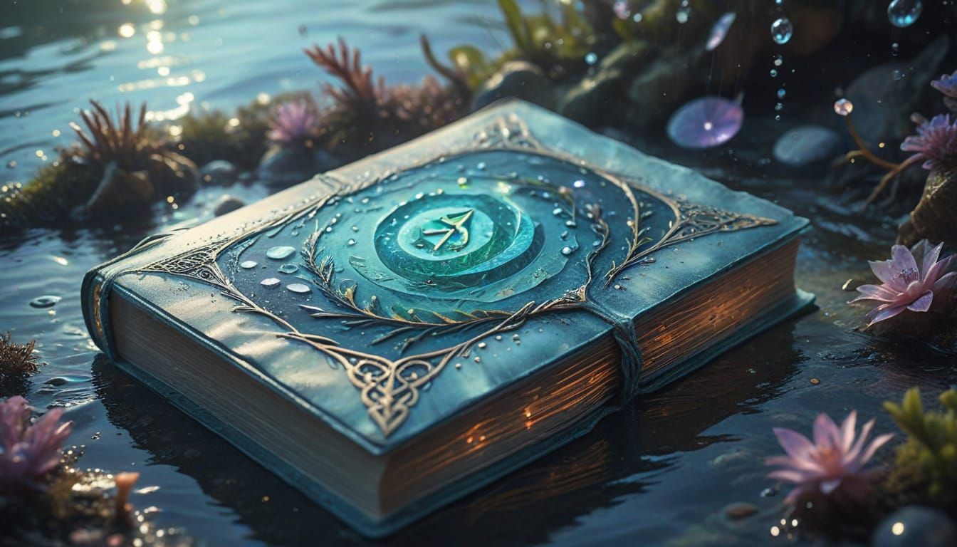 Dreamy Watercolor Fantasy Book with Aquatic Life