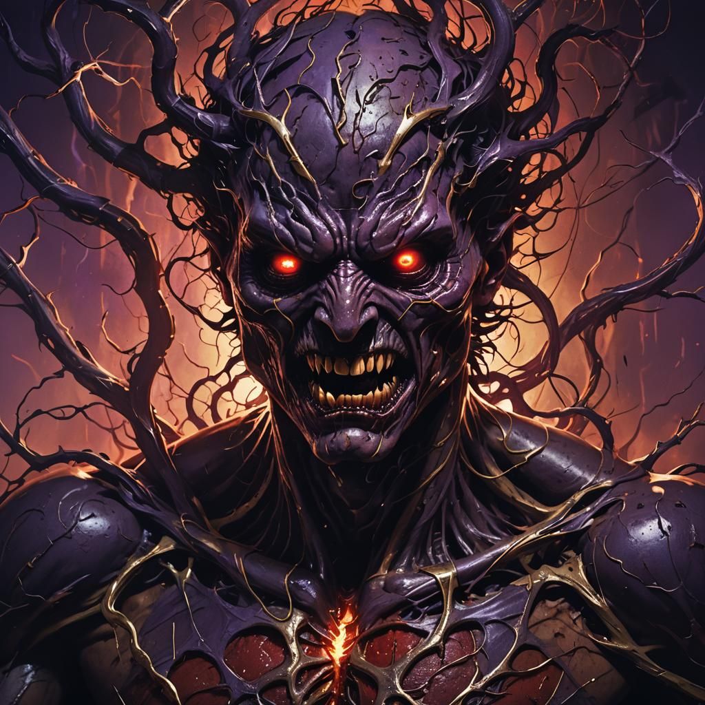 Surreal Horror: Inner Beast Emerges from Ripped Flesh