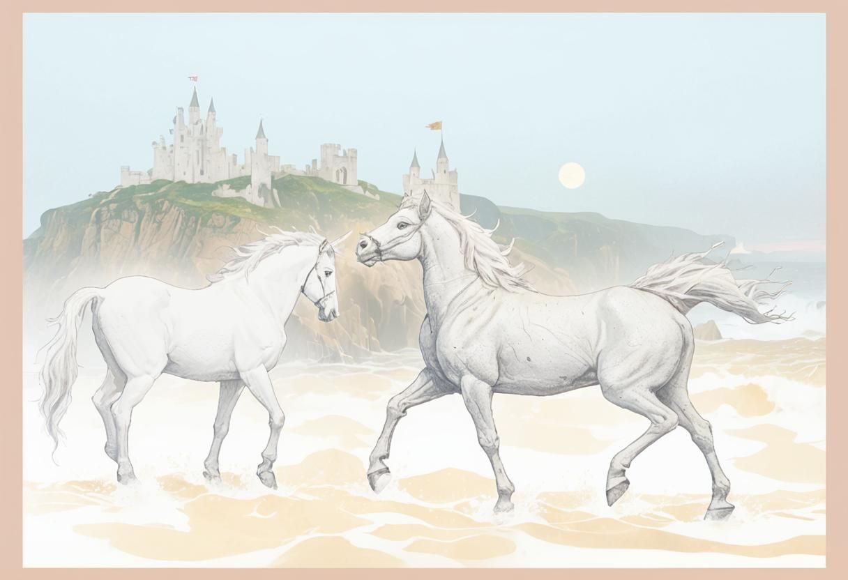 Moonlit Ruined Castle: Detailed Matte Painting