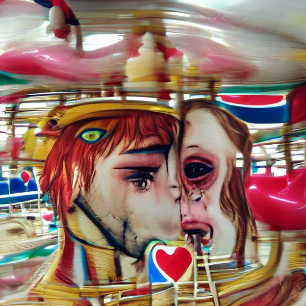 Whimsical Carousel Scene with Festive Details