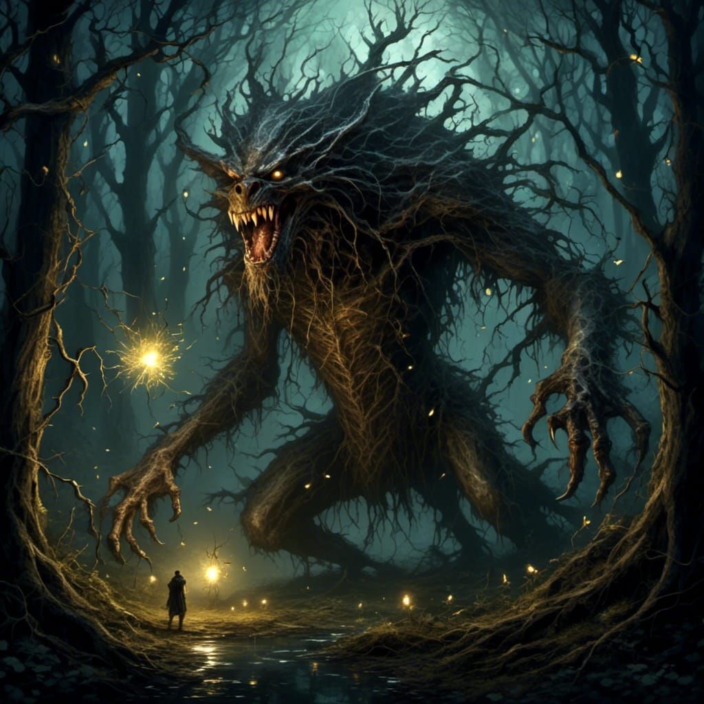 Menacing Vampire Creature in Dark Fantasy Illustration
